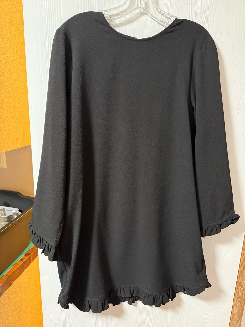 Ganni Black Ruffle-Hem Tunic Top